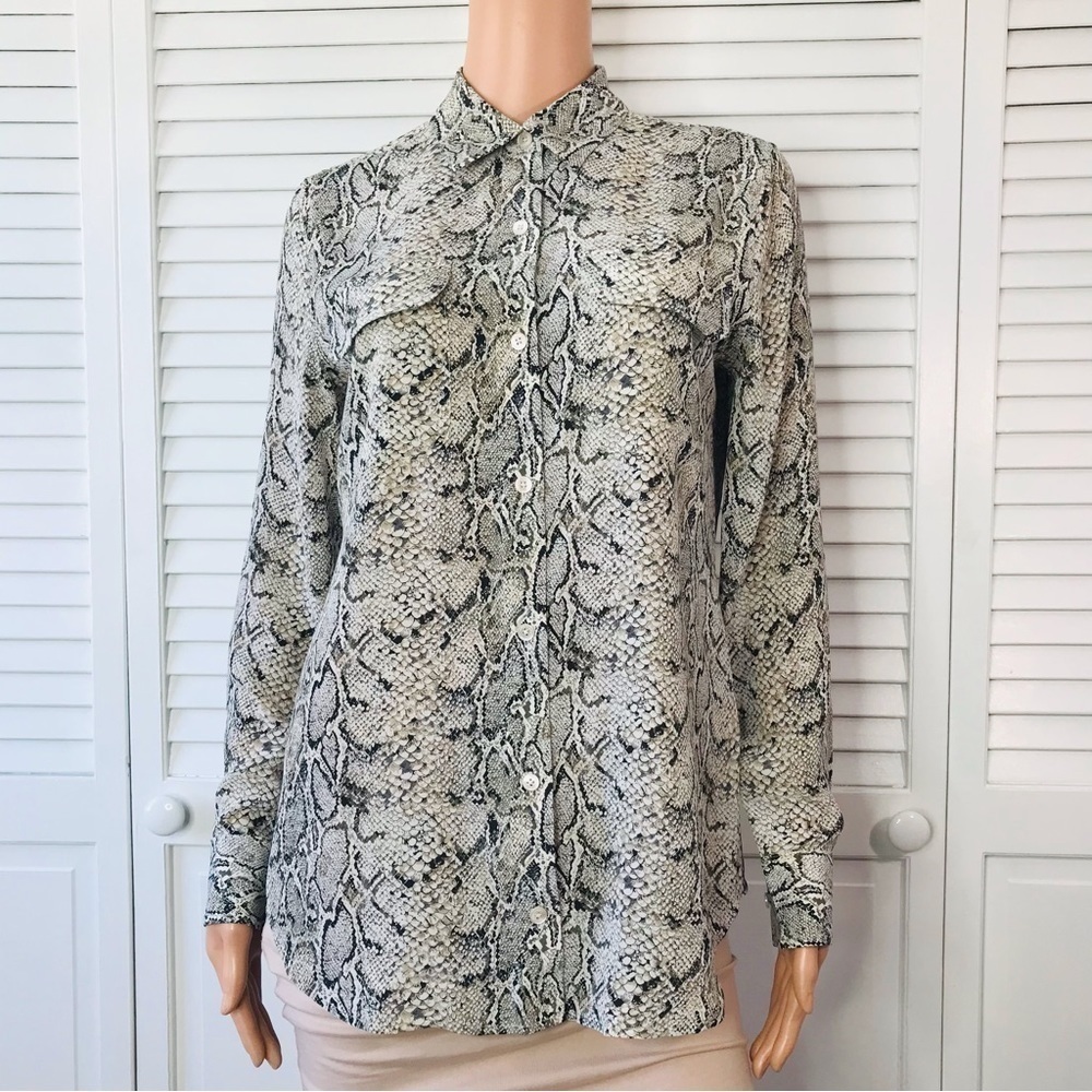 EQUIPMENT Femme Silk Snake Print Slim Signature Button Down Shirt Size Small